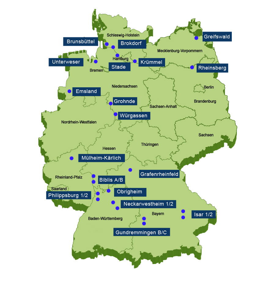 KKW-Standorte in Deutschland